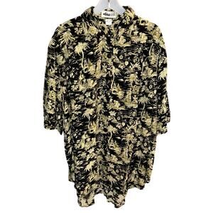 New! We be bop 2X tunic top boho y2k plus size banzai print black cream rayon